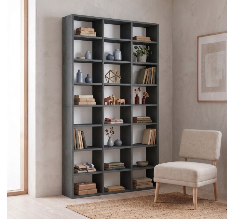 Βιβλιοθήκη Diamond Megapap χρώμα γκρι σκυροδέματος 100x16,6x178εκ.