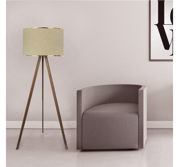 Φωτιστικό δαπέδου Rosling Megapap Mdf/ύφασμα Pvc χρώμα καρυδί/μπεζ 38x21x140εκ.