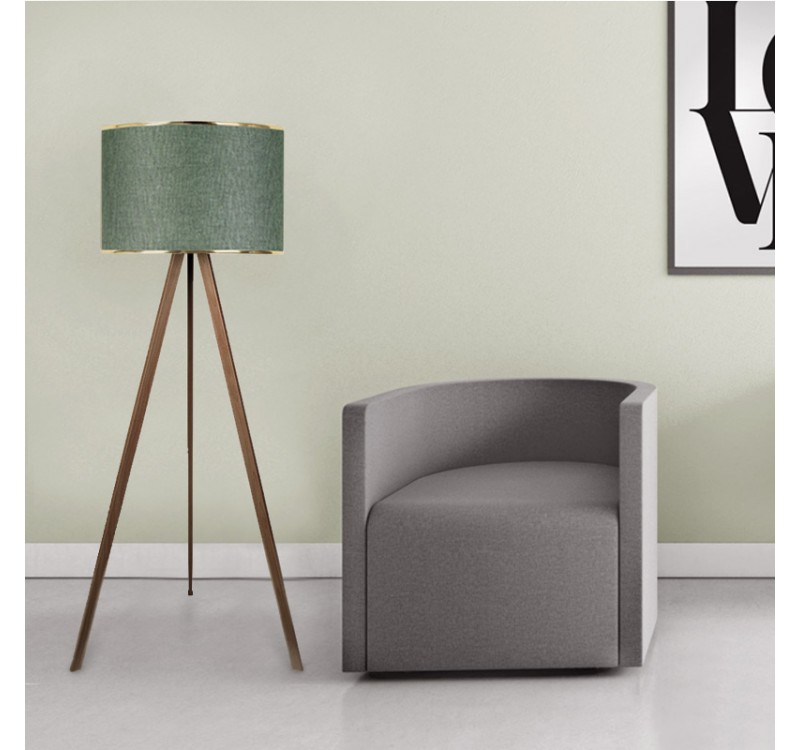 Φωτιστικό δαπέδου Rosling Megapap Mdf/ύφασμα Pvc χρώμα καρυδί/κυπαρισσί 38x21x140εκ.
