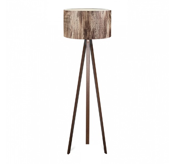 Φωτιστικό δαπέδου Rosling Megapap Mdf/ύφασμα Pvc χρώμα καρυδί/καφέ 38x21x140εκ.