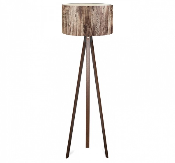 Φωτιστικό δαπέδου Rosling Megapap Mdf/ύφασμα Pvc χρώμα καρυδί/καφέ 38x21x140εκ.