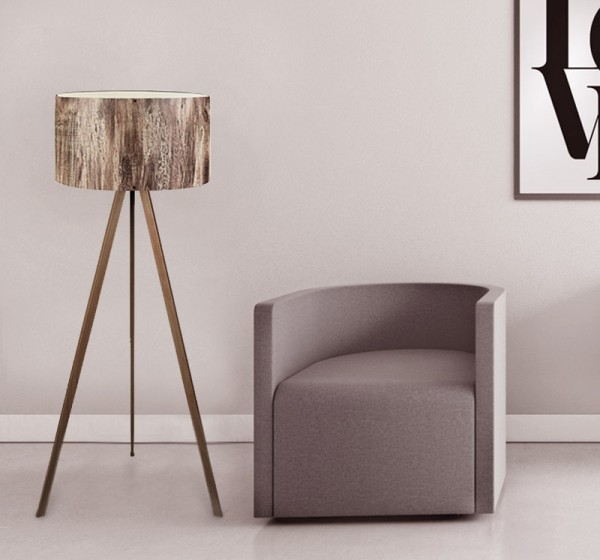 Φωτιστικό δαπέδου Rosling Megapap Mdf/ύφασμα Pvc χρώμα καρυδί/καφέ 38x21x140εκ.