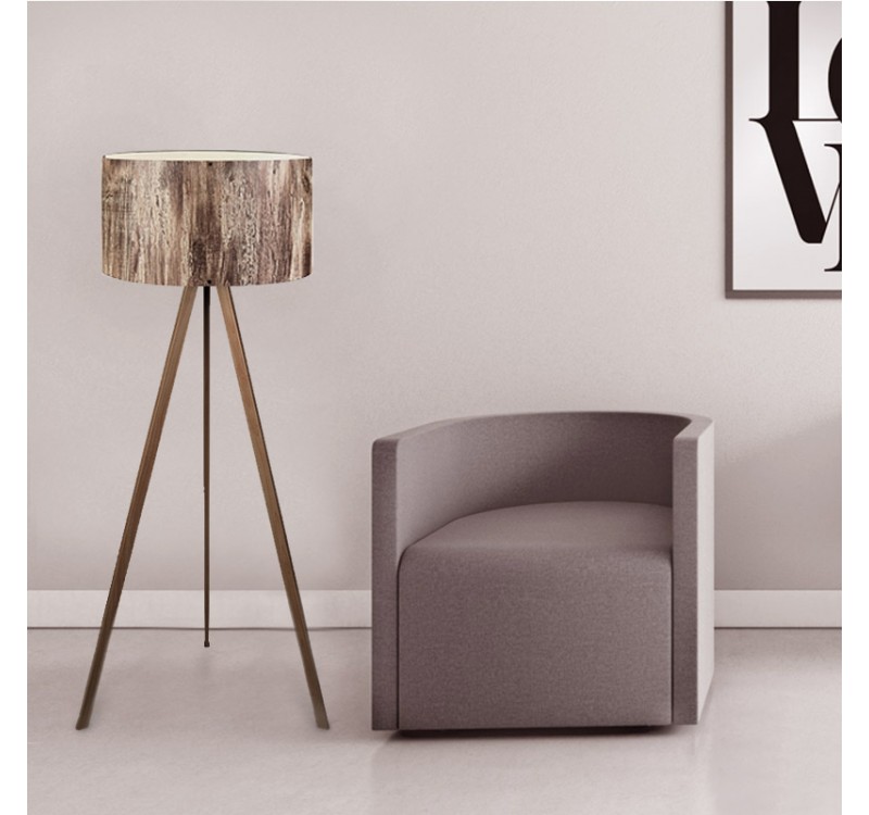 Φωτιστικό δαπέδου Rosling Megapap Mdf/ύφασμα Pvc χρώμα καρυδί/καφέ 38x21x140εκ.