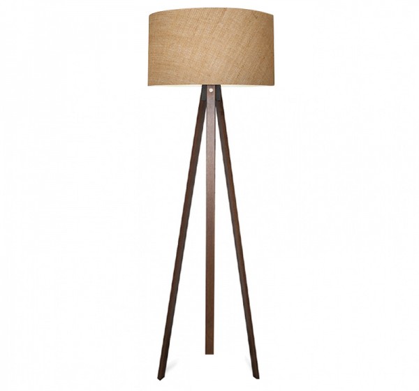 Φωτιστικό δαπέδου Rosling Megapap Mdf/ύφασμα Pvc χρώμα καρυδί/φυσικό 38x38x140εκ.