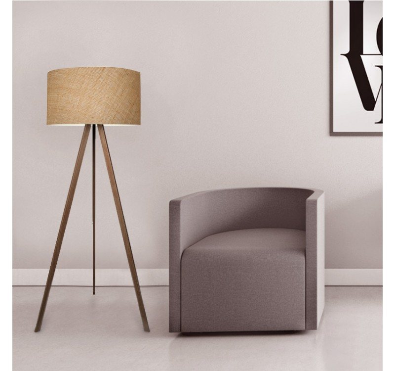 Φωτιστικό δαπέδου Rosling Megapap Mdf/ύφασμα Pvc χρώμα καρυδί/φυσικό 38x38x140εκ.
