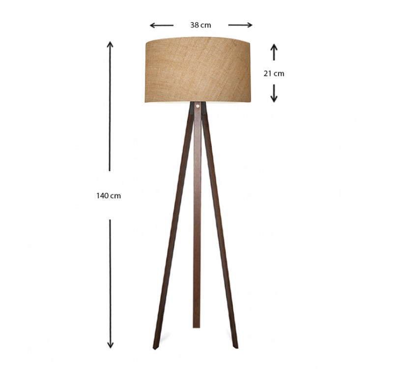 Φωτιστικό δαπέδου Rosling Megapap Mdf/ύφασμα Pvc χρώμα καρυδί/φυσικό 38x38x140εκ.