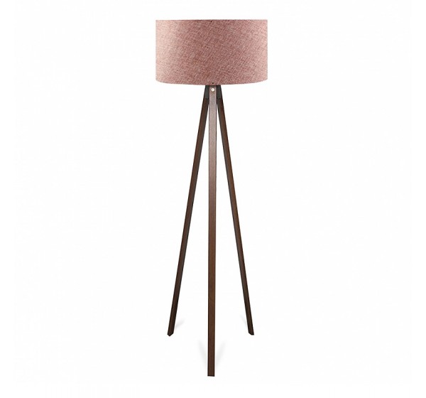 Φωτιστικό δαπέδου Rosling Megapap Mdf/ύφασμα Pvc χρώμα καρυδί - dusty rose 38x38x140εκ.