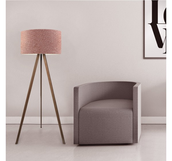 Φωτιστικό δαπέδου Rosling Megapap Mdf/ύφασμα Pvc χρώμα καρυδί - dusty rose 38x38x140εκ.