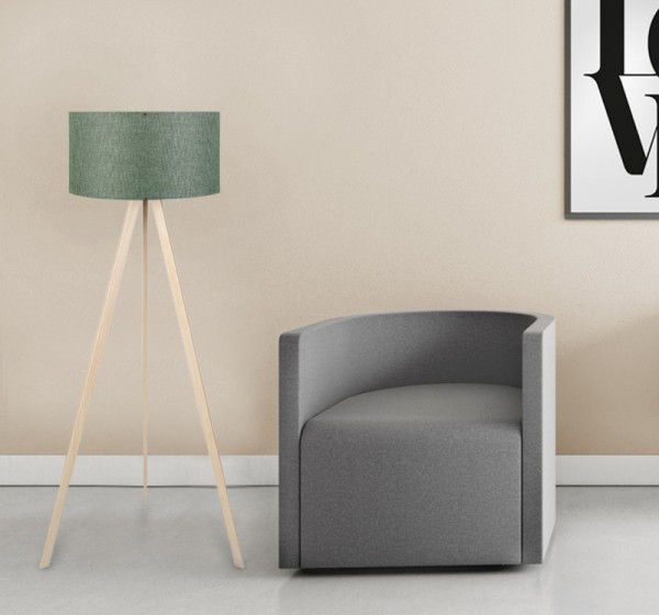 Φωτιστικό δαπέδου Rosling Megapap Mdf/ύφασμα Pvc χρώμα φυσικό/χακί 38x38x140εκ.