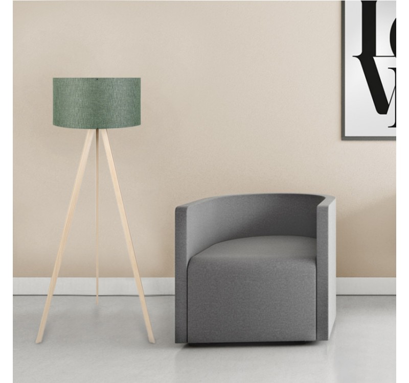 Φωτιστικό δαπέδου Rosling Megapap Mdf/ύφασμα Pvc χρώμα φυσικό/χακί 38x38x140εκ.
