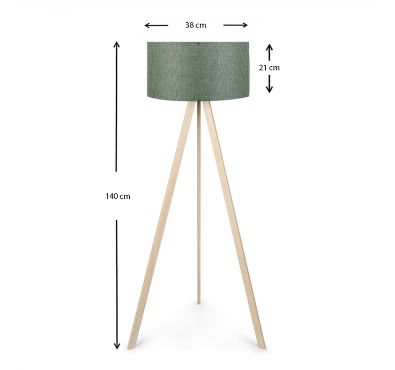 Φωτιστικό δαπέδου Rosling Megapap Mdf/ύφασμα Pvc χρώμα φυσικό/χακί 38x38x140εκ.