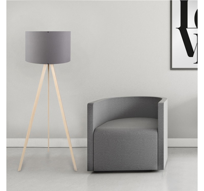 Φωτιστικό δαπέδου Rosling Megapap Mdf/ύφασμα Pvc χρώμα φυσικό/ανθρακί 38x21x140εκ.