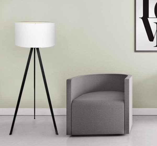 Φωτιστικό δαπέδου Rosling Megapap Mdf/ύφασμα Pvc χρώμα μαύρο - λευκό 38x38x140εκ.