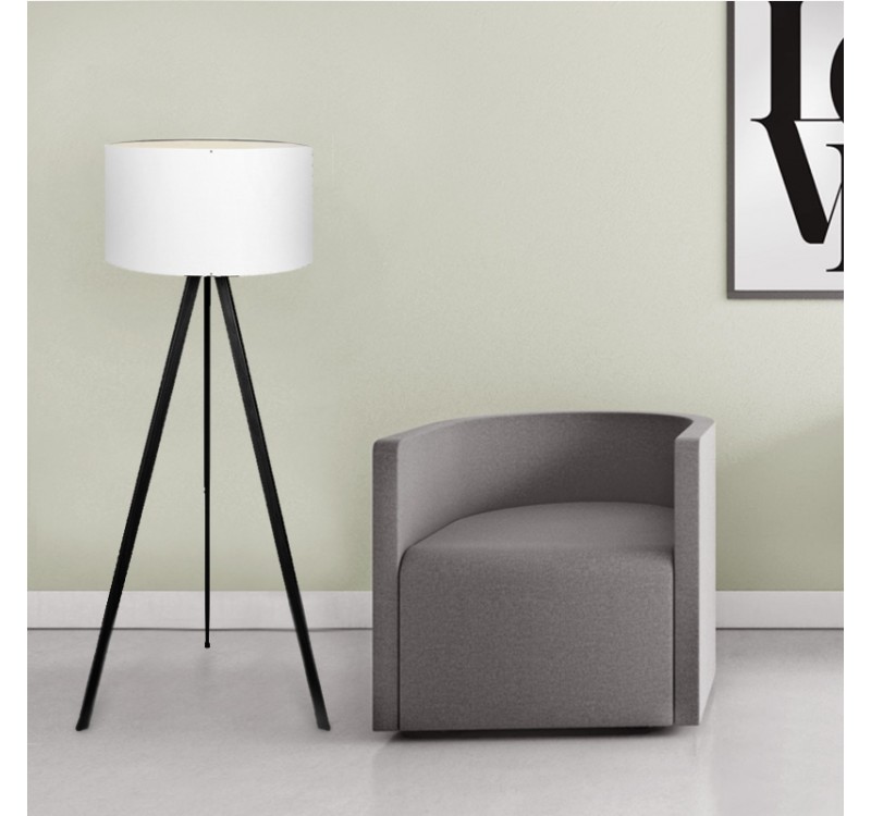 Φωτιστικό δαπέδου Rosling Megapap Mdf/ύφασμα Pvc χρώμα μαύρο - λευκό 38x38x140εκ.