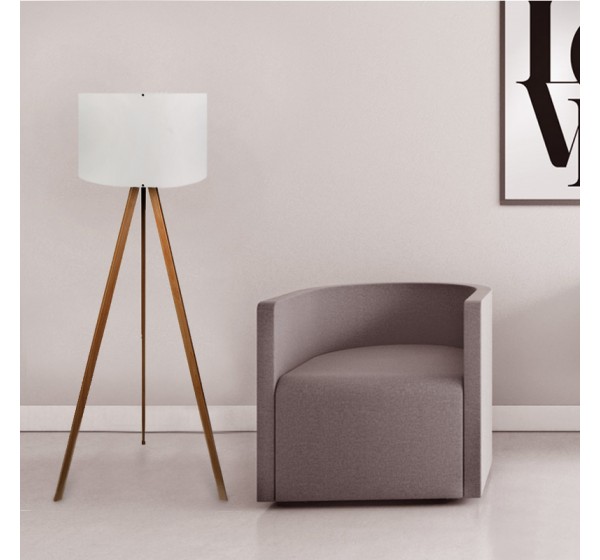 Φωτιστικό δαπέδου Rosling Megapap Mdf/ύφασμα Pvc χρώμα καρυδί/μπεζ 38x21x140εκ.