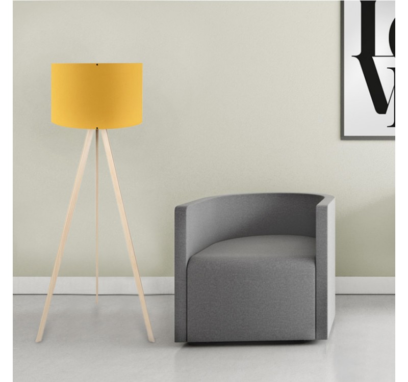 Φωτιστικό δαπέδου Rosling Megapap Mdf/ύφασμα Pvc χρώμα φυσικό/κροκί 38x21x140εκ.