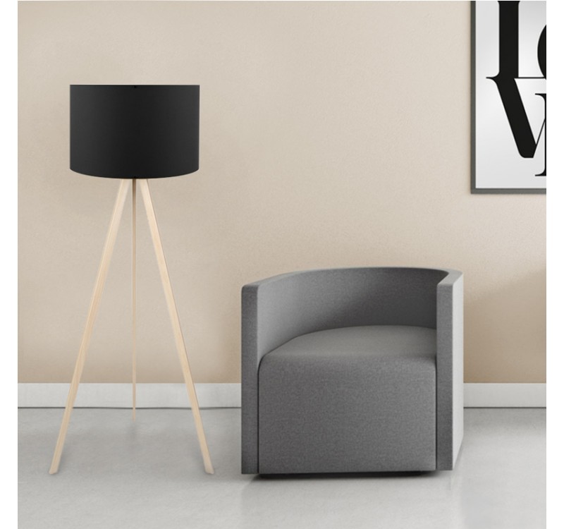 Φωτιστικό δαπέδου Rosling Megapap Mdf/ύφασμα Pvc χρώμα φυσικό/μαύρο 38x21x140εκ.