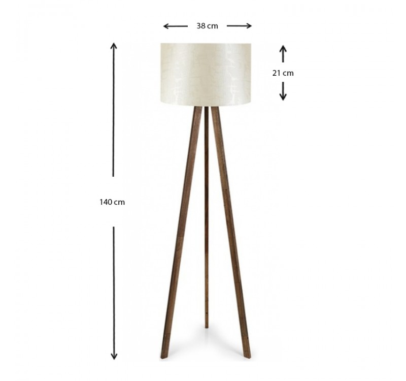 Φωτιστικό δαπέδου Rosling Megapap Mdf/ύφασμα Pvc χρώμα καρυδί/μπεζ 38x21x140εκ.