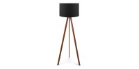 Φωτιστικό δαπέδου Rosling Megapap Mdf/ύφασμα Pvc χρωμα καρυδί/μαύρο 38x21x140εκ.