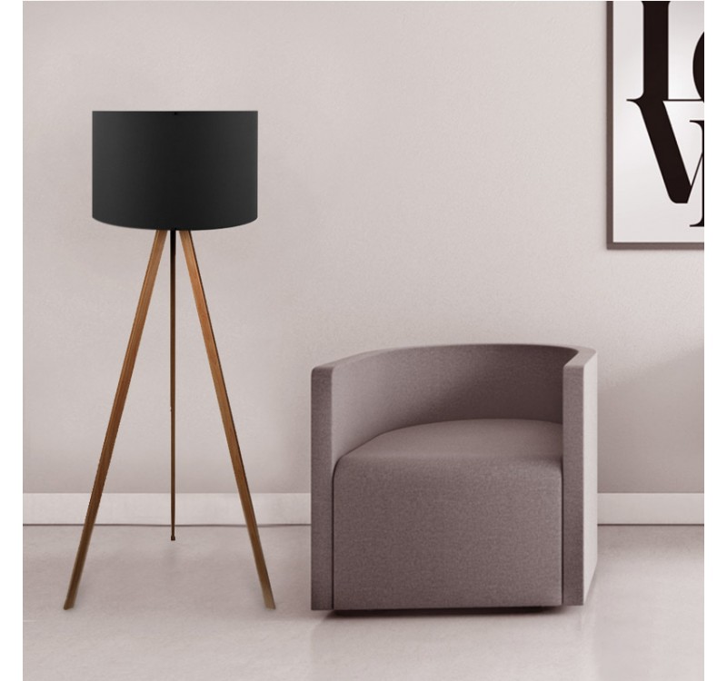 Φωτιστικό δαπέδου Rosling Megapap Mdf/ύφασμα Pvc χρωμα καρυδί/μαύρο 38x21x140εκ.