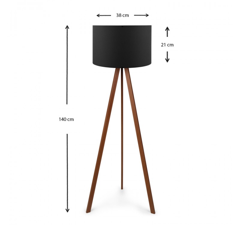Φωτιστικό δαπέδου Rosling Megapap Mdf/ύφασμα Pvc χρωμα καρυδί/μαύρο 38x21x140εκ.