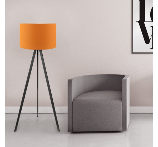 Φωτιστικό δαπέδου Rosling Megapap Mdf/ύφασμα Pvc χρώμα μαύρο/πορτοκαλί 38x21x140εκ.