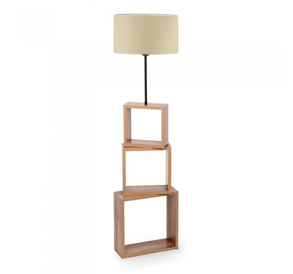 Φωτιστικό δαπέδου Claude Megapap Mdf/fabric Pvc χρώμα καφέ/μπεζ 37x20x140εκ.