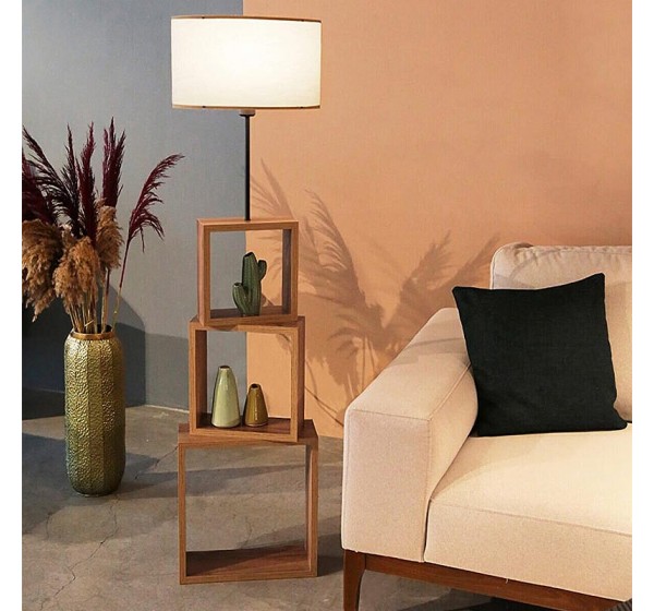 Φωτιστικό δαπέδου Claude Megapap Mdf/fabric Pvc χρώμα καφέ/μπεζ 37x20x140εκ.