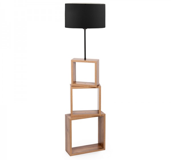 Φωτιστικό δαπέδου Claude Megapap Mdf/fabric Pvc χρώμα καφέ/μαύρο 37x20x140εκ.