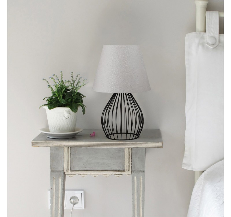 Φωτιστικό επιτραπέζιο Akerlind Megapap ύφασμα Pvc/μέταλλο χρώμα ανοιχτό γκρι/μαύρο 22x17x36εκ.