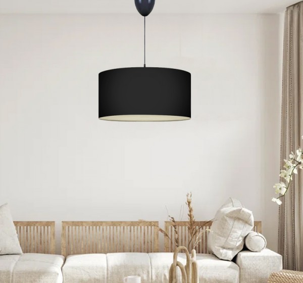 Φωτιστικό οροφής Monahan Megapap υφασμάτινο μονόφωτο χρώμα μαύρο 38x21x70εκ.