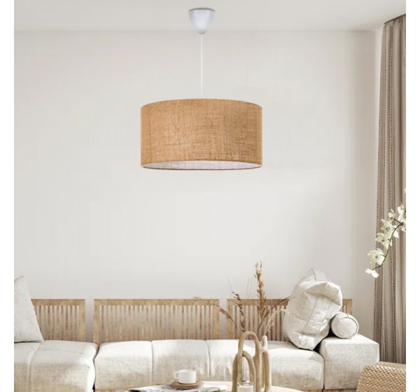 Φωτιστικό οροφής Monahan Megapap E27 γιούτα μονόφωτο χρώμα μπεζ 38x21x70εκ.