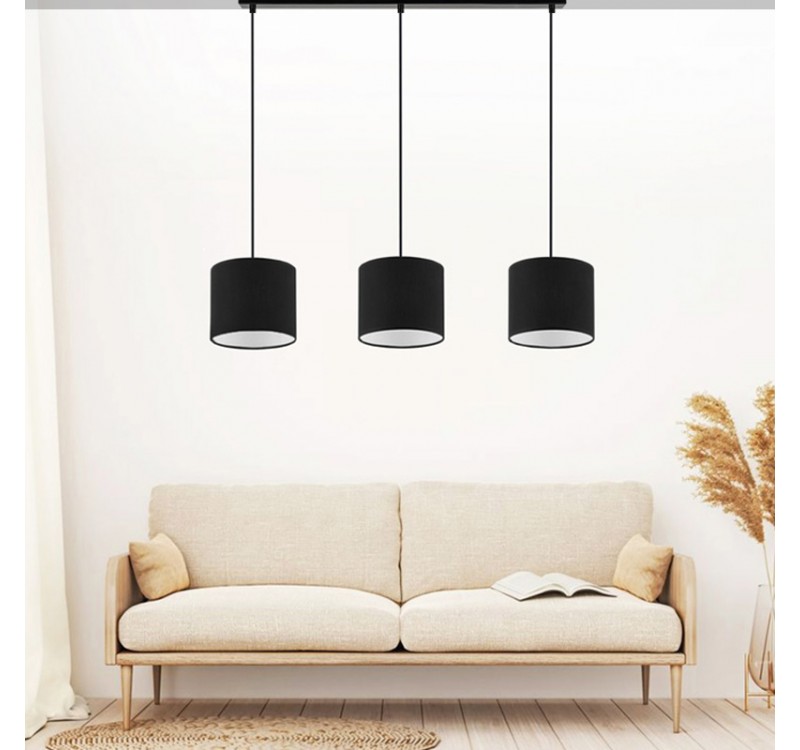 Φωτιστικό οροφής Morris Megapap E27 υφασμάτινο τρίφωτο χρώμα μαύρο 55x15x70εκ.