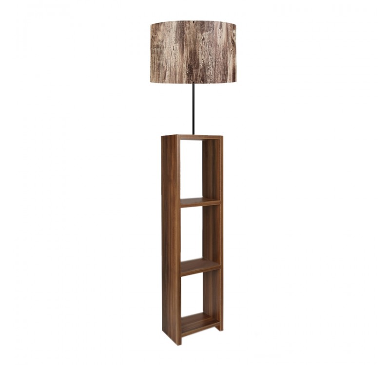 Φωτιστικό δαπέδου Launo Megapap υφασμάτινο Pvc/MDF χρώμα καφέ/καρυδί 38x38x150εκ.