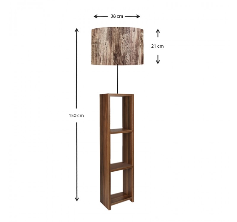 Φωτιστικό δαπέδου Launo Megapap υφασμάτινο Pvc/MDF χρώμα καφέ/καρυδί 38x38x150εκ.