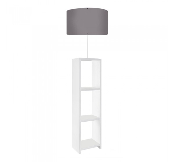 Φωτιστικό δαπέδου Launo Megapap υφασμάτινο Pvc/MDF χρώμα λευκό - γκρι 38x38x150εκ.
