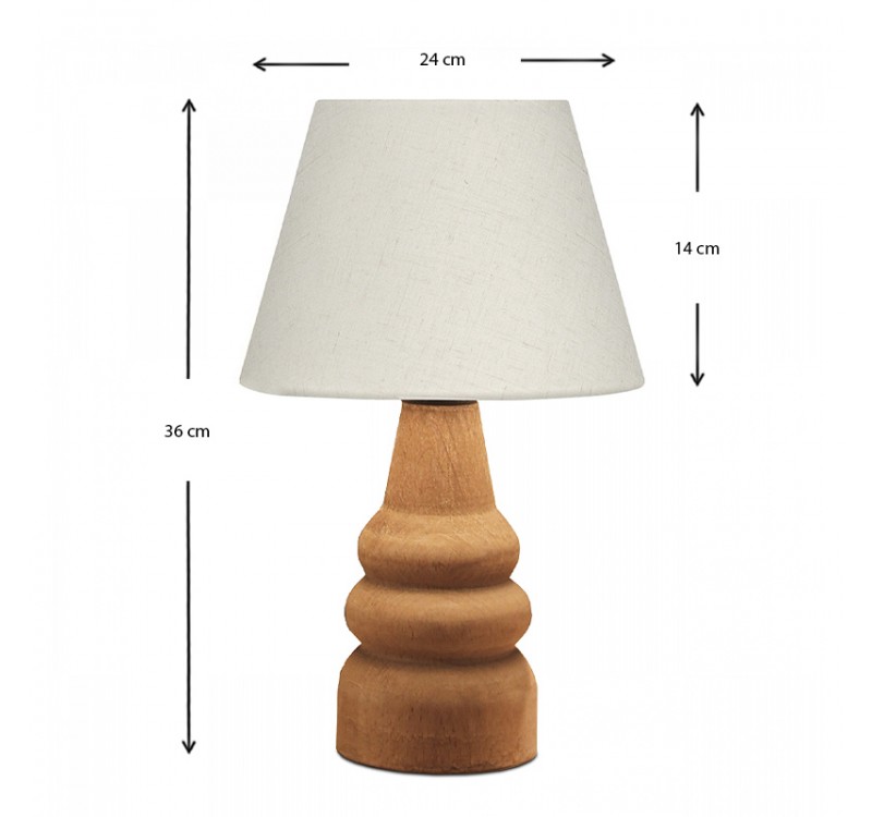 Φωτιστικό επιτραπέζιο Lary Megapap E27 υφασμάτινο - ξύλινο χρώμα κρεμ - καφέ Φ24x36εκ.