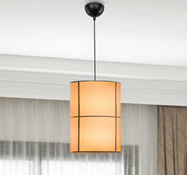 Φωτιστικό οροφής Strip Megapap E27 υφασμάτινο μονόφωτο χρώμα κρεμ Φ28x100εκ.