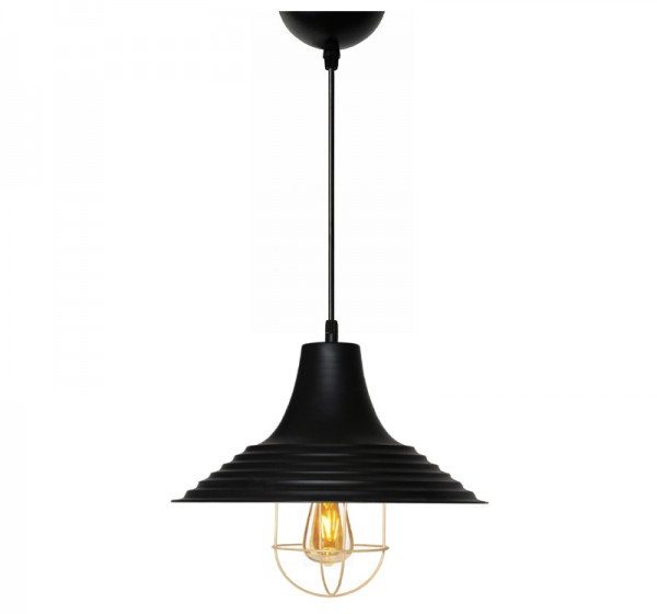 Φωτιστικό οροφής Retro Megapap E27 μεταλλικό μονόφωτο χρώμα μαύρο Φ30x70εκ.