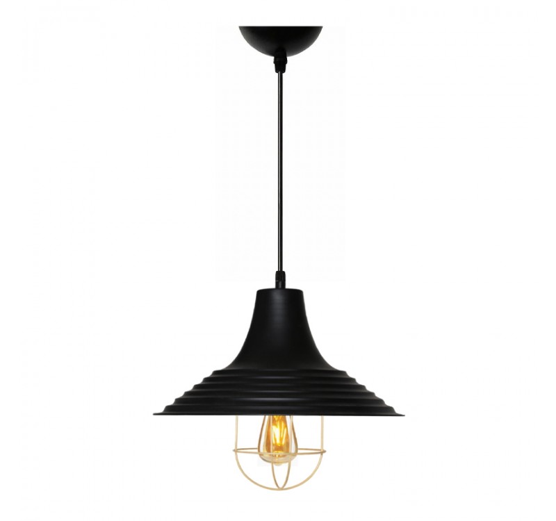 Φωτιστικό οροφής Retro Megapap E27 μεταλλικό μονόφωτο χρώμα μαύρο Φ30x70εκ.