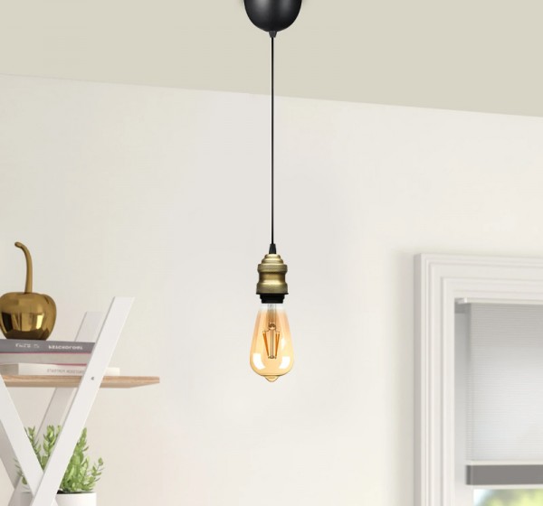 Φωτιστικό οροφής Rustic Megapap E27 μεταλλικό μονόφωτο χρώμα retro antique 100-120εκ.