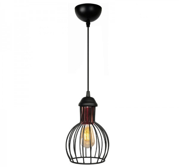 Φωτιστικό οροφής Manolia Megapap E27 μεταλλικό μονόφωτο χρώμα μαύρο Φ15x100εκ.