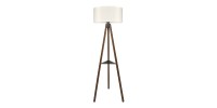Φωτιστικό δαπέδου Thomas Megapap E27 Mdf/ύφασμα Pvc χρώμα καρυδί - κρεμ 38x38x135εκ.