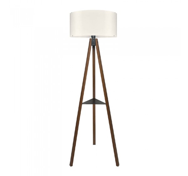 Φωτιστικό δαπέδου Thomas Megapap E27 Mdf/ύφασμα Pvc χρώμα καρυδί - κρεμ 38x38x135εκ.