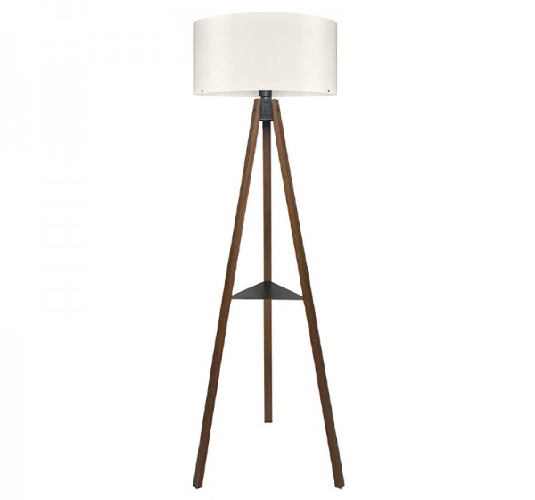 Φωτιστικό δαπέδου Thomas Megapap E27 Mdf/ύφασμα Pvc χρώμα καρυδί - κρεμ 38x38x135εκ.