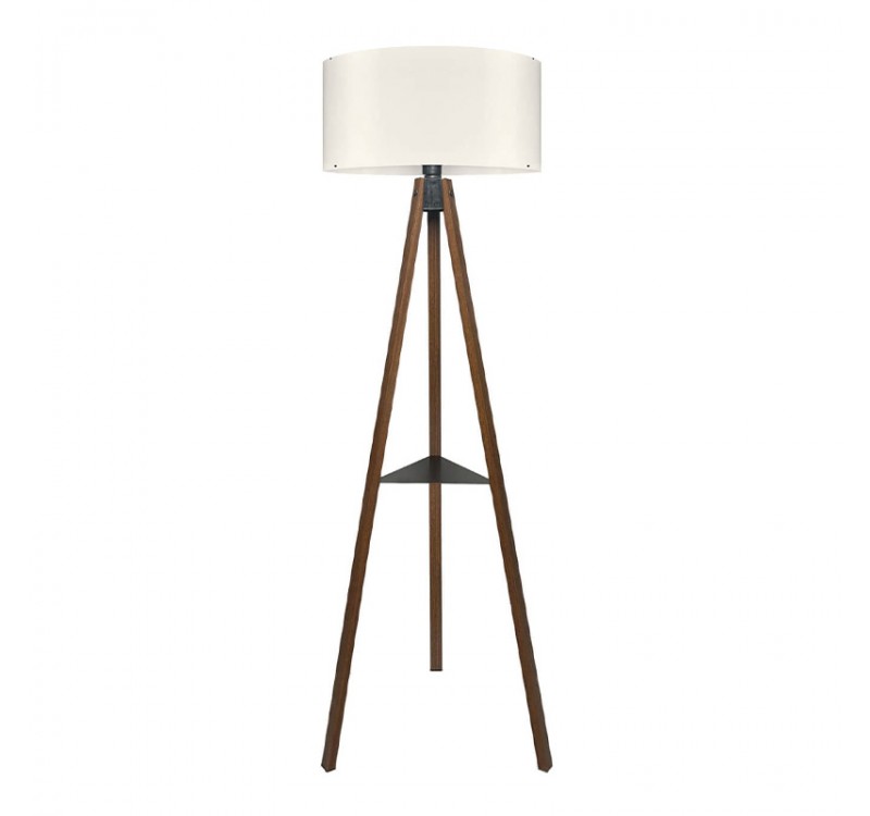 Φωτιστικό δαπέδου Thomas Megapap E27 Mdf/ύφασμα Pvc χρώμα καρυδί - κρεμ 38x38x135εκ.
