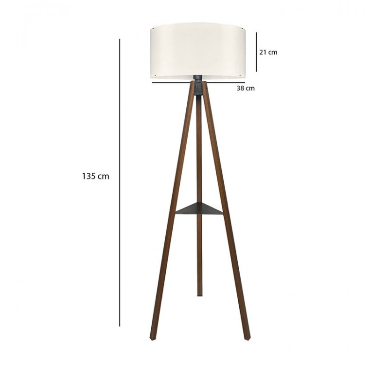 Φωτιστικό δαπέδου Thomas Megapap E27 Mdf/ύφασμα Pvc χρώμα καρυδί - κρεμ 38x38x135εκ.