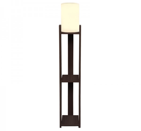 Φωτιστικό δαπέδου Verma I Megapap E27 Mdf/ύφασμα Pvc χρώμα wenge - κρεμ 18,5x18,5x142εκ.