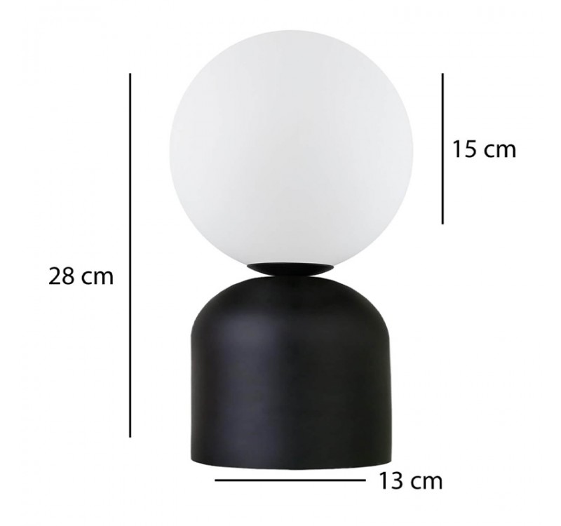 Φωτιστικό επιτραπέζιο Albus Megapap E14 μεταλλικό - γυάλινο χρώμα μαύρο - λευκό Ø13x28εκ.