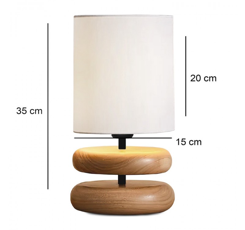 Φωτιστικό επιτραπέζιο Lucia Megapap E14 ξύλινο - ύφασμα Pvc χρώμα φυσικό - κρεμ Ø15x35εκ.